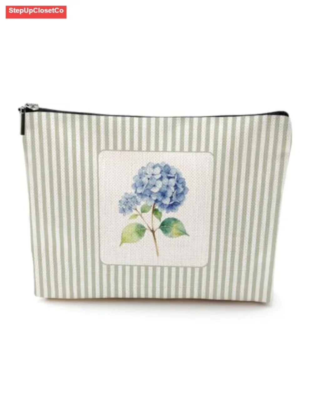 Canvas Floral Striped Makeup Bag Travel Organizer Pouch Toiletry Case